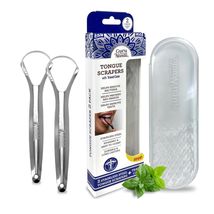 Gurunanda Stainless Steel Tongue Scraper (Pack of 2) with Travel Case, M... - $9.41