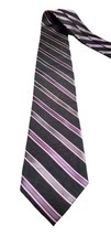 Joseph Abboud Slim Short Purple Stripe Gray Silver Black Necktie Silk EUC - £10.97 GBP