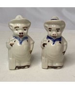 Shawnee Farmer Pig Overalls Hat Shovel Salt Pepper Shakers Country - $13.10