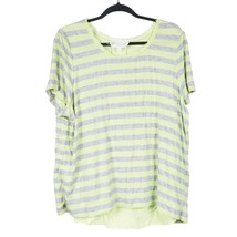 Two Vince Camuto Shirt XL Womens Gray Yellow Neon Peekaboo Striped Short... - $17.68