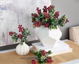 Set of 8 Glistening Berry and Boxwood Picks by Valerie in Red - £154.87 GBP