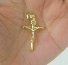 Men Women Jesus Christ Crucifix Cross Charm Pendant 14k Yellow Gold Over 925 - £87.04 GBP