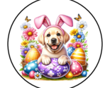 30 EASTER LABRADOR ENVELOPE SEALS STICKERS LABELS TAGS 1.5&quot; ROUND DOG PU... - $7.79