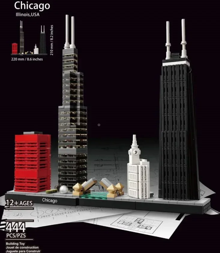 IN stock 2023new 444 Pieces 21033  Skyline Collection Chicago Building Blocks - £25.35 GBP+