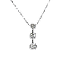 0.90 Carat 3 Stone White Gold Diamond Journey Pendant 14K White Gold - £957.54 GBP