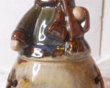 Glazed Ceramic Snowman Brown Tea Light Candle Holder Ornament Shape Folk... - £12.52 GBP