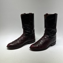 Lucchese Vintage Black Cherry Ostrich Western Roper Boots L8284 size 9 D U.S.A - £160.38 GBP