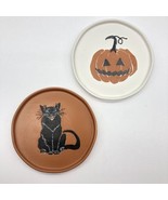 Threshold Stoneware Halloween Cat &amp; Pumpkin 6” Decorative Appetizer Plat... - $12.00