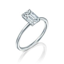 1ct Smaragdschliff Künstlicher Moissanit Solitaire Verlobungsring Sterli... - $138.26