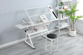 Adjustable Glass Drafting Table w/ Chair - $208.99