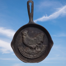 Vintage Cast Iron Skillet Embossed Rooster Design Welcome to My Kitchen 24cm - £36.35 GBP