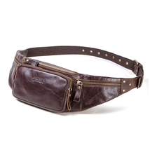 Men&#39;s 100% Genuine Leather Waist Bag Fanny Pack for Travel and Daily Essentials - £38.04 GBP