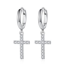 KALETINE Fashion 925 Silver Cross Women Men Pendant Cricle Earring Earrings Punk - $20.51