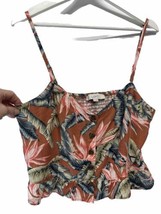 Loft Summer Vacation Blouse Too Linens Blend Tropical Floral NEW 12 - £18.69 GBP