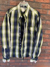 Haggar Plaid Button Down Shirt XL Long Sleeve Blue Green Dress Casual To... - $7.60