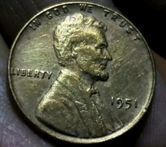 ONE CENT COINS: 1951 No Mint Mark Lincoln Wheat PENNY Coin - $4.95