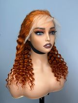 Curly orange ginger human hair lace front wig/deep wave curly ginger wig - £259.96 GBP+