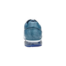 Belvedere Gino Genuine Ostrich,Italian Calf Leather Sneaker Blue White E24 image 2