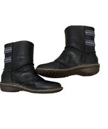 UGG Australia Lillie 3336 Black Leather Sheepskin Lined Boots Womens Size 7 - $64.71 CAD