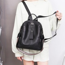 Yellow Yam Color Large Women Backpack Genuine Leather College Students Girl Scho - £94.37 GBP