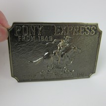 Vintage Pony Express Metal Belt Buckle Horse Cowboy Western Wells Fargo US Mail - £15.84 GBP