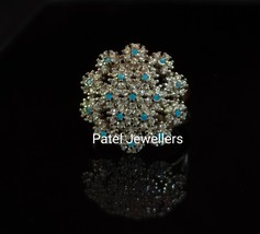 0.50ct turquoise Lab Created diamond engagement S925 Ring Size 5 - £37.05 GBP