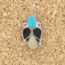 ZUNI thunderbird tie tack - sterling silver turquoise onyx inlay - hat l... - £23.59 GBP