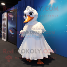 White Gull mascot costume character dressed with a Dress and Anklets - £900.60 GBP