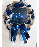 NEW HANDMADE SUPPORT POLICE WREATH BACK THE BLUE WREATH THIN BLUE LINE COPS - £52.14 GBP