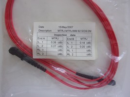 NEW 2M RED FIBER OPTIC CABLE REF #DHH0449 2M MTRJ MTRJ 62 / 125 RED MM 6... - $9.94