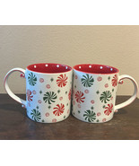 Set Of 2 Spectrum Peppermint Swirl Red Green Christmas Stoneware Coffee ... - £29.10 GBP