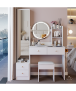 Vanity Table Set: Full Body Mirror, LED Mirror, Stool, Power Outlets - $5,026.10 MXN