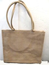 Natural Jute Tote Bag with Fabric Handles  Shopper Eco-Safe 16&quot;x 14&quot;x 3.75&quot; - £7.75 GBP