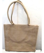 Natural Jute Tote Bag with Fabric Handles  Shopper Eco-Safe 16&quot;x 14&quot;x 3.75&quot; - $13.52 CAD