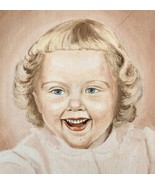 Cute Girl Child Original Antique Painting Artwork Framed 1930s John Rowe... - $369.26 CAD