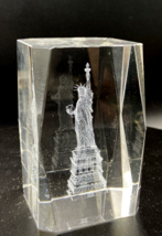 Statue of  Liberty 3D Laser Etched Crystal Paperweight New York USA Ellis Island - $16.34