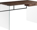 Computer Desk - Contemporary Writing Desk With Drawer - Tempered Glass L... - $361.99