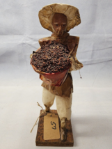 Vintage Mexican Folk Art Paper Mache Sculpture Old Man Carrying Basket Of Grapes - £33.31 GBP