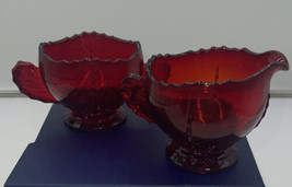 New Martinsville Radiance Ruby Red Creamer &amp; Sugar Set - £39.77 GBP