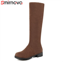 new arrival winter knee high boots dark brown black round toe casual flat boots  - £62.13 GBP