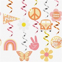Rainbow Groovy Swirls - Colorful Butterfly &amp; Daisy Party Decor for Hippi... - $30.68