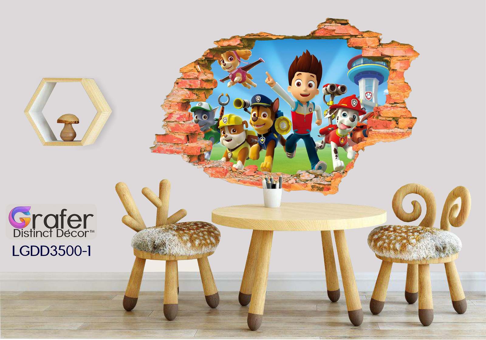 3D Paw Patrol Smashed Wall Decal, Paw Patrol Sticker, Paw Patrol Decal - $26.00 - $45.00