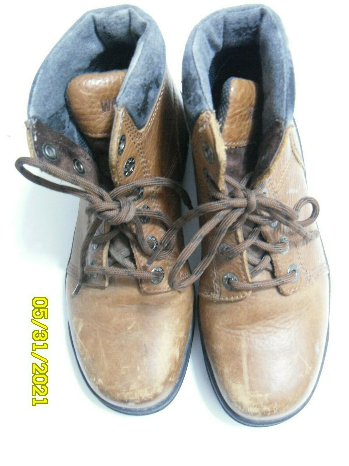 Men&#39;s Wolverine Work Boots Steel Toe Size 7M Brown Scuffs On Toes - $9.41