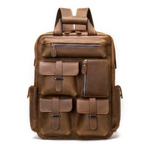 Backpack Men Crazy Horse Leather Laptop Bag Backpack Shoulder Schoolbag Satchel  - £209.81 GBP