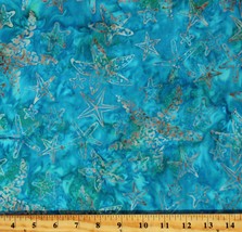Cotton Batik Starfish Sea Ocean Animals Blue Fabric Print by the Yard D180.17 - £12.74 GBP