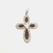 Victoria Wieck Meda Sterling Silver Black White Absolute CZ Cross Pendant - $86.11