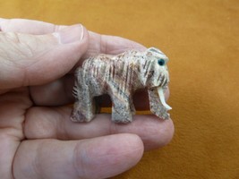 (Y-WOO-33) little red white Woolly pachyderm SOAPSTONE stone figurine ef... - $157.99 MXN