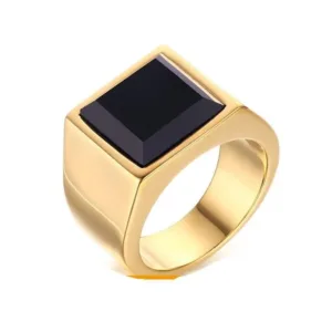 Black and Gold Mens Ring - Elegant, Refined, and Versatile - 8 - £54.15 GBP