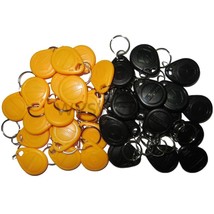 100pcs 125KHz RFID ID EM4100 Proximity Induction Tag Token Keyfob Black &amp; Yellow - £31.47 GBP