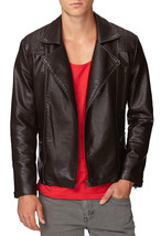 Black Motorbike Genuine Leather Jacket Men&#39;s Brando Front Fastening Zipper  - $2,546.82 MXN